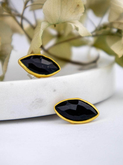Ash & Rose earrings Black Onyx Mila Leaf Earrings - Gold Mila Leaf Earrings - Gold
