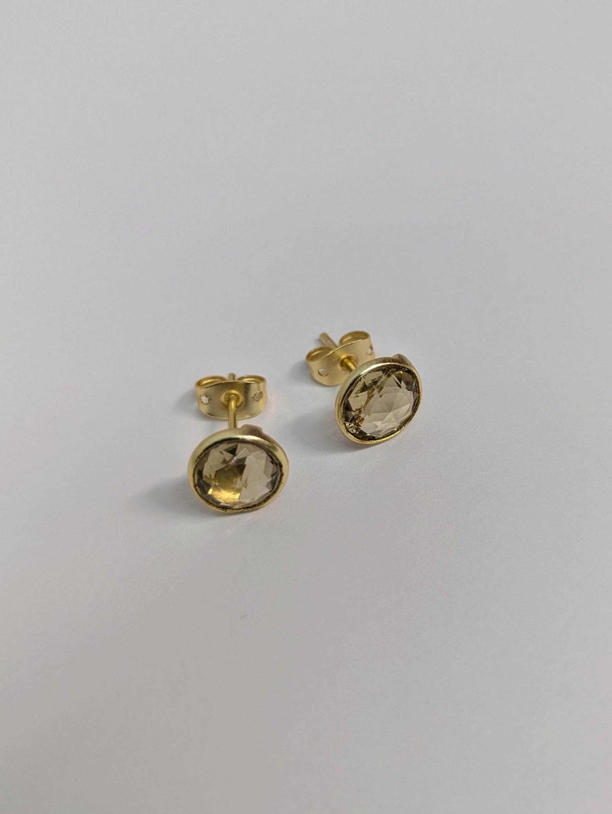 Ash & Rose earrings Lemon Topaz Pebble Stud Earrings - Gold Pebble Stud Earrings - Gold