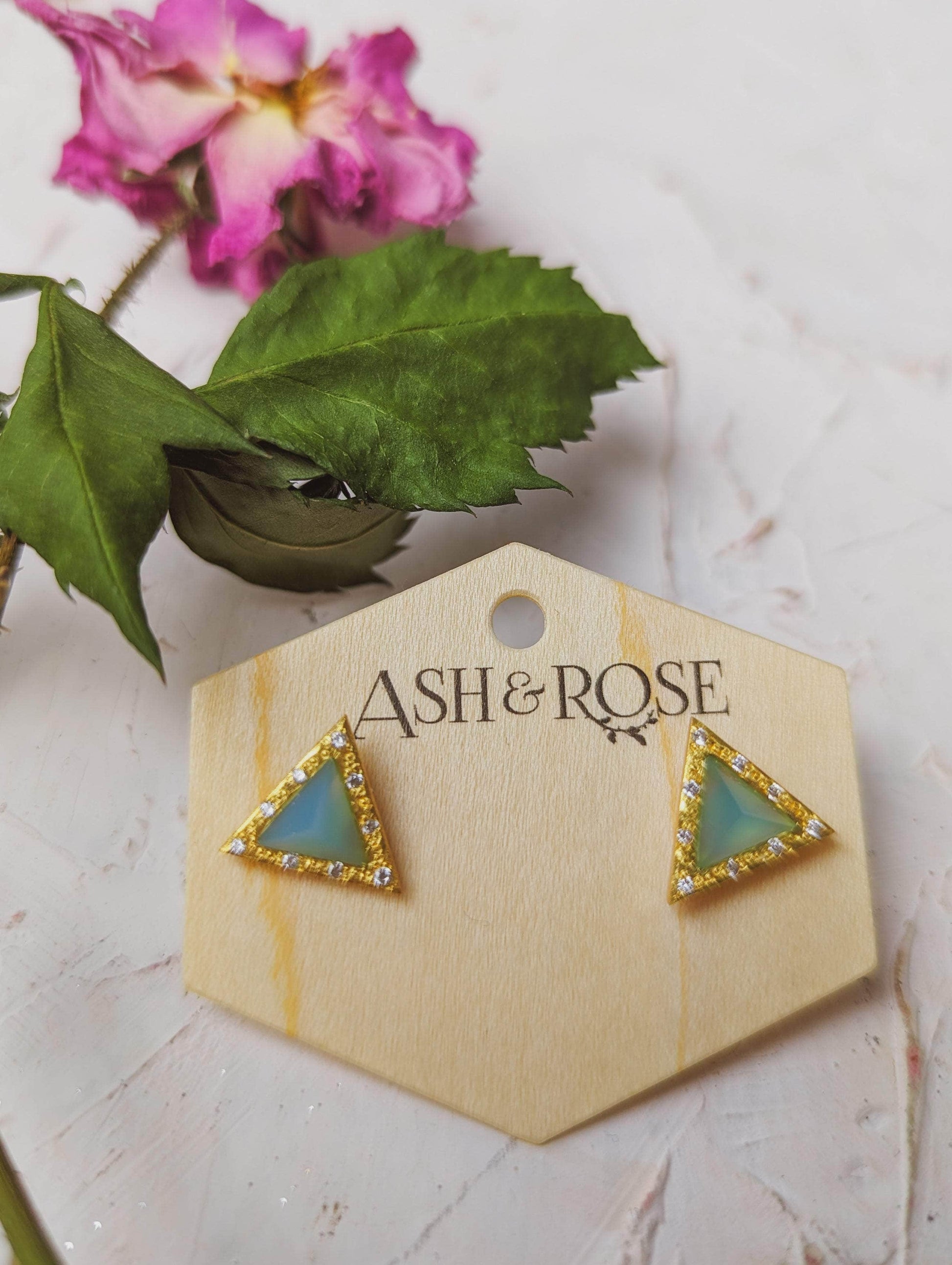 Ash & Rose Earrings Pyramid Gem Stud Earrings Pyramid Gem Stud Earrings