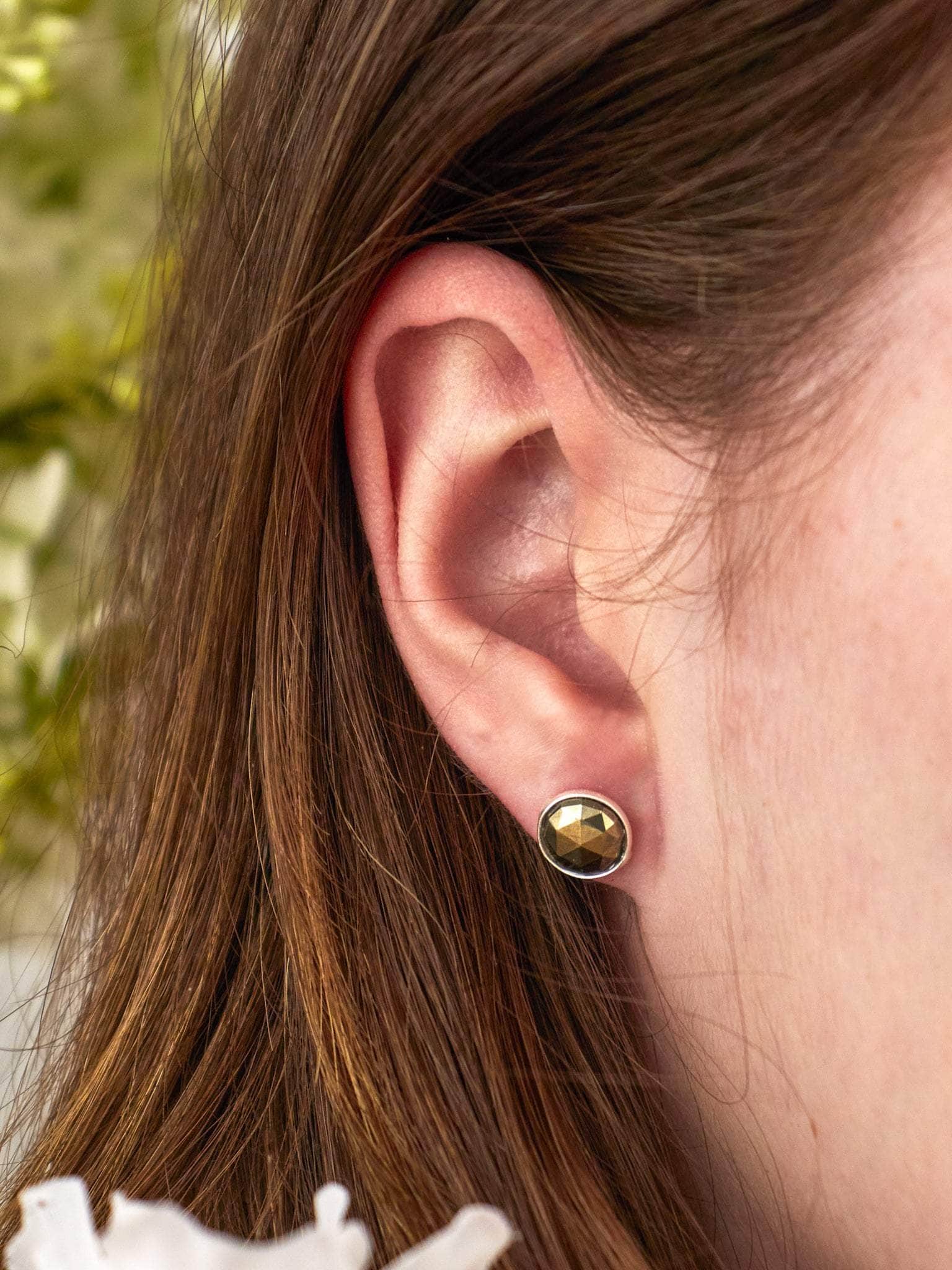 Ash & Rose earrings Pyrite Pebble Stud Earrings - Silver Pebble Stud Earrings - Silver