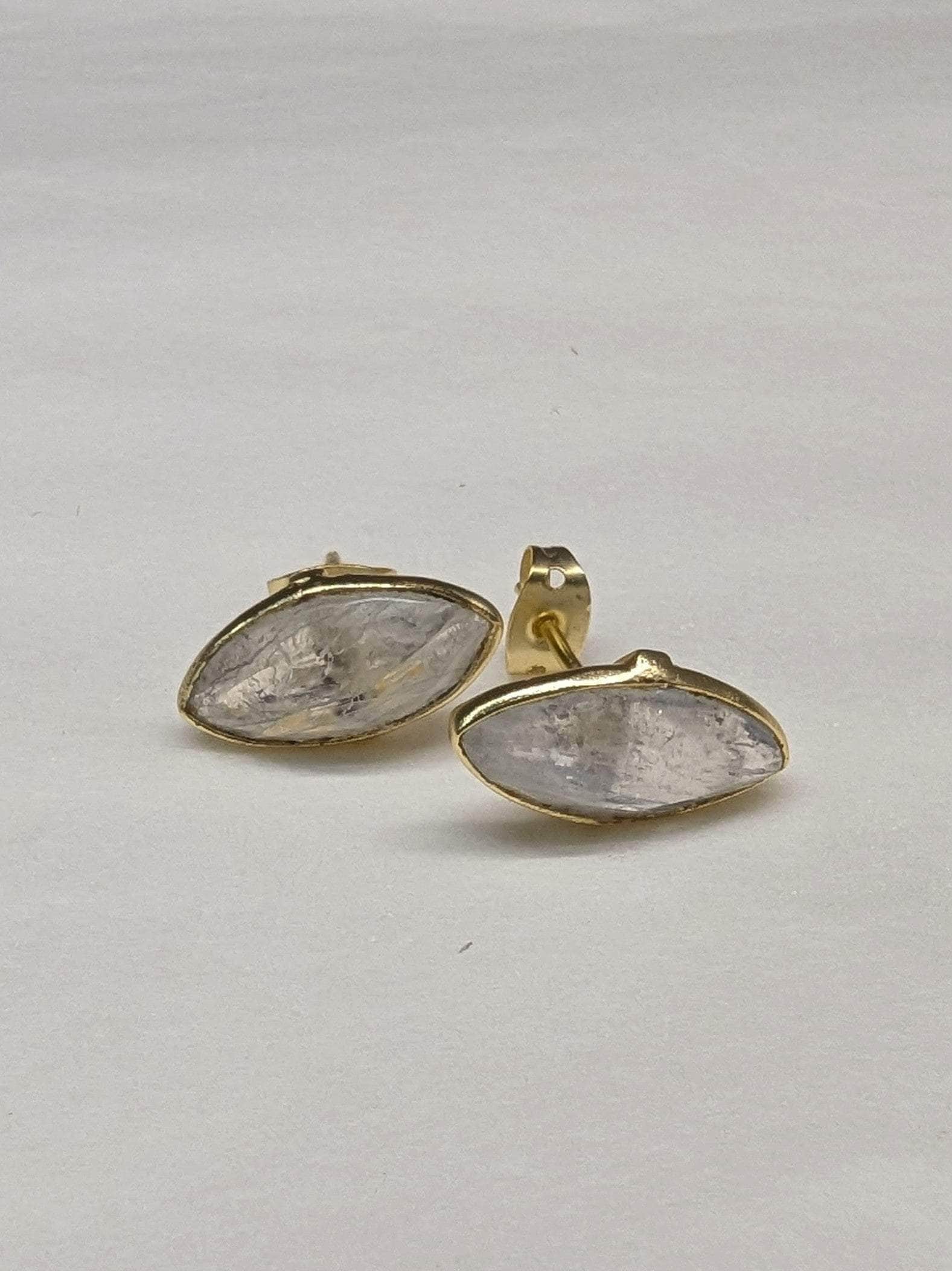 Ash & Rose earrings Rainbow Moonstone Mila Leaf Earrings - Gold Mila Leaf Earrings - Gold