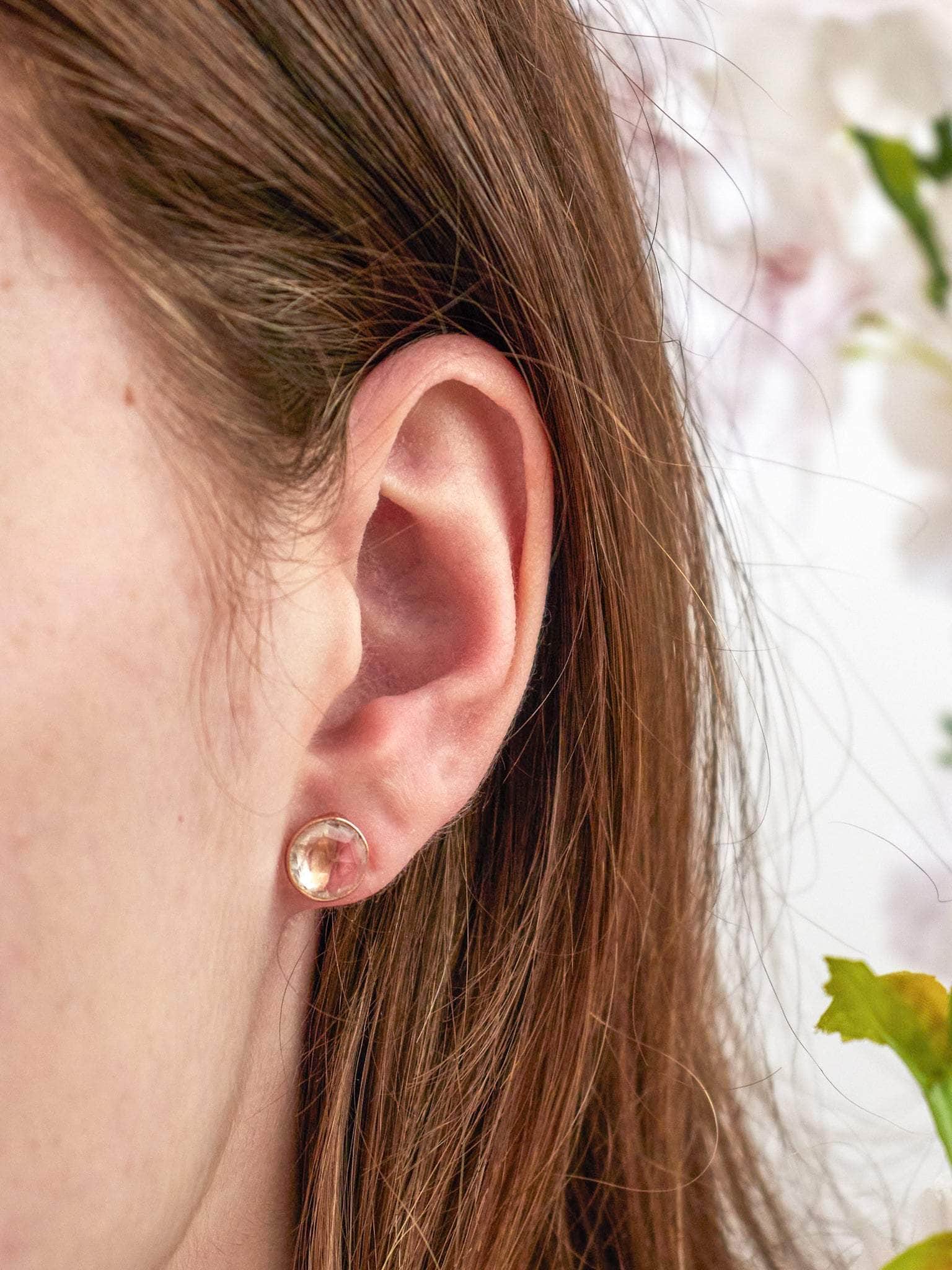 Ash & Rose earrings White Topaz Pebble Stud Earrings - Rose Gold Pebble Stud Earrings - Rose Gold