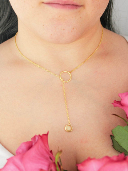 Ash & Rose Gold Pebble Drop Lariat Necklace Pebble Drop Lariat Necklace