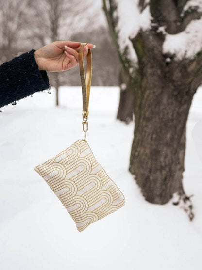 Ash & Rose purse Josephine Embroidered Gold and White Wristlet Purse Josephine Embroidered Gold and White Wristlet Purse