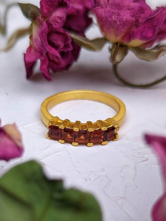 Ash & Rose ring 4 Garnet Squares Gemstone Ring Garnet Squares Gemstone Ring