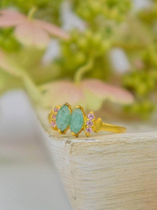 Ash & Rose ring Amazonite / 4 Bitty Leaf Ring Bitty Leaf Ring