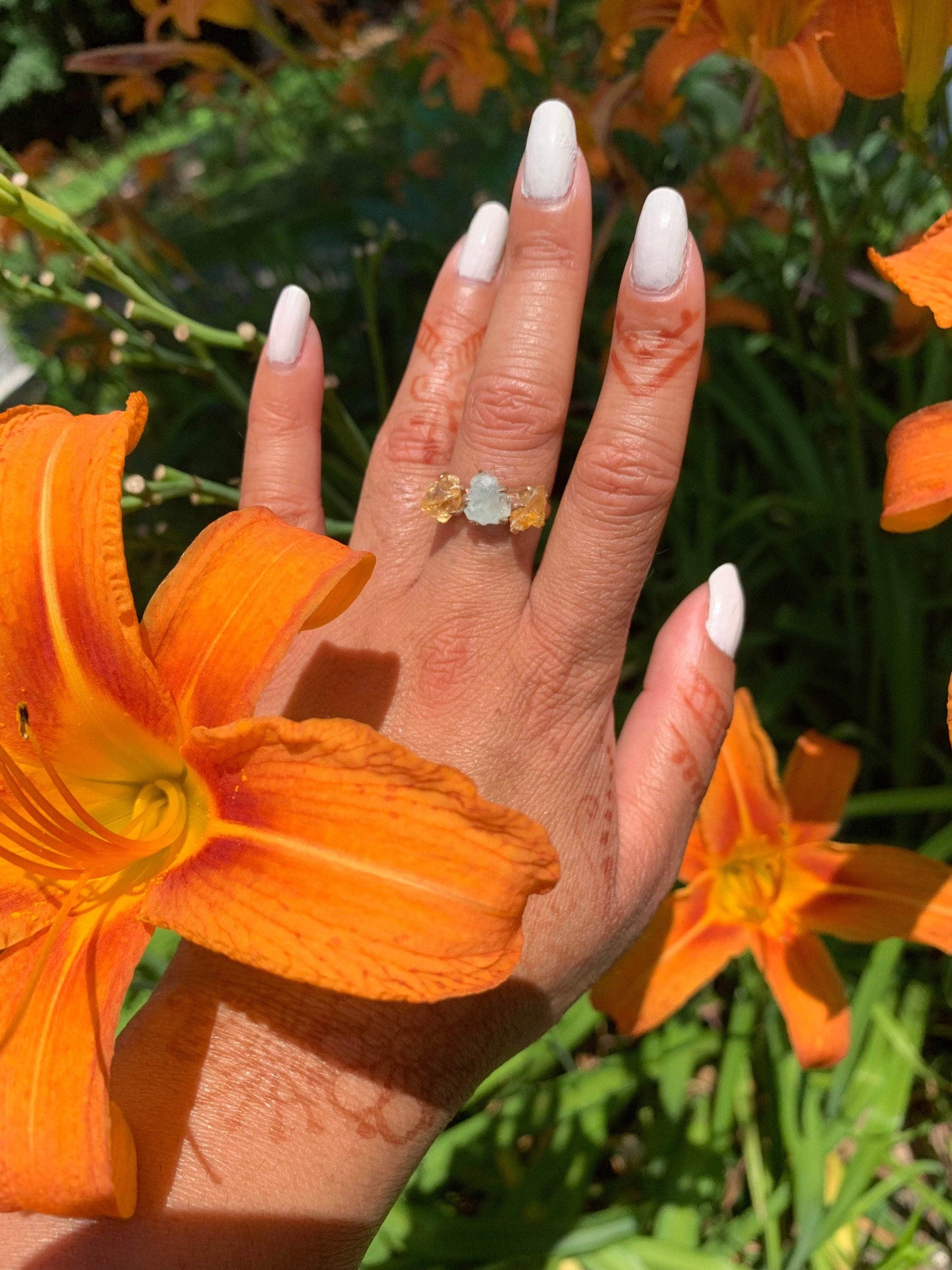 Ash & Rose ring Citrine/Aquamarine Cluster Ring - Gold Citrine/Aquamarine Cluster Ring - Gold