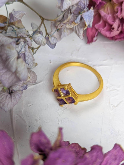 Ash & Rose ring Faceted Amethyst Square Ring Faceted Amethyst Square Ring