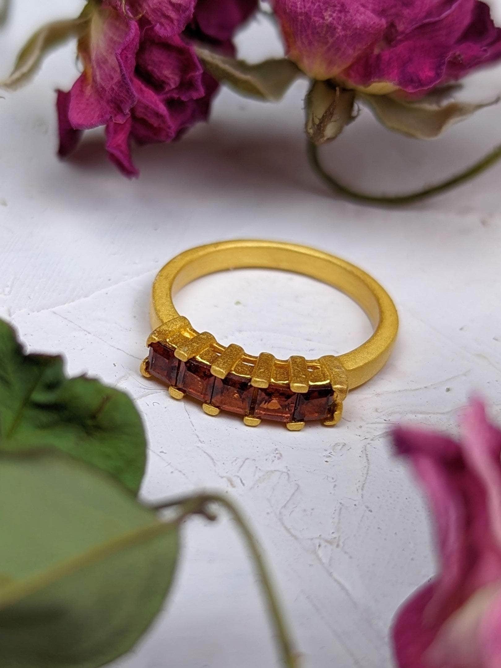 Ash & Rose ring Garnet Squares Gemstone Ring Garnet Squares Gemstone Ring