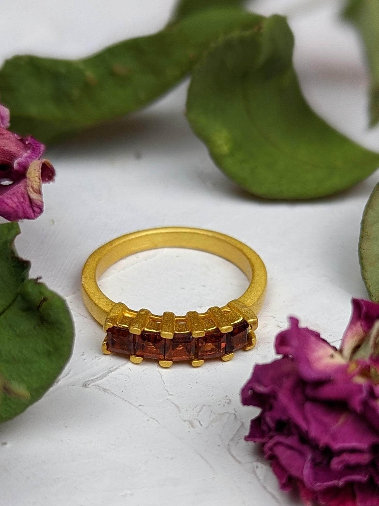 Ash & Rose ring Garnet Squares Gemstone Ring Garnet Squares Gemstone Ring