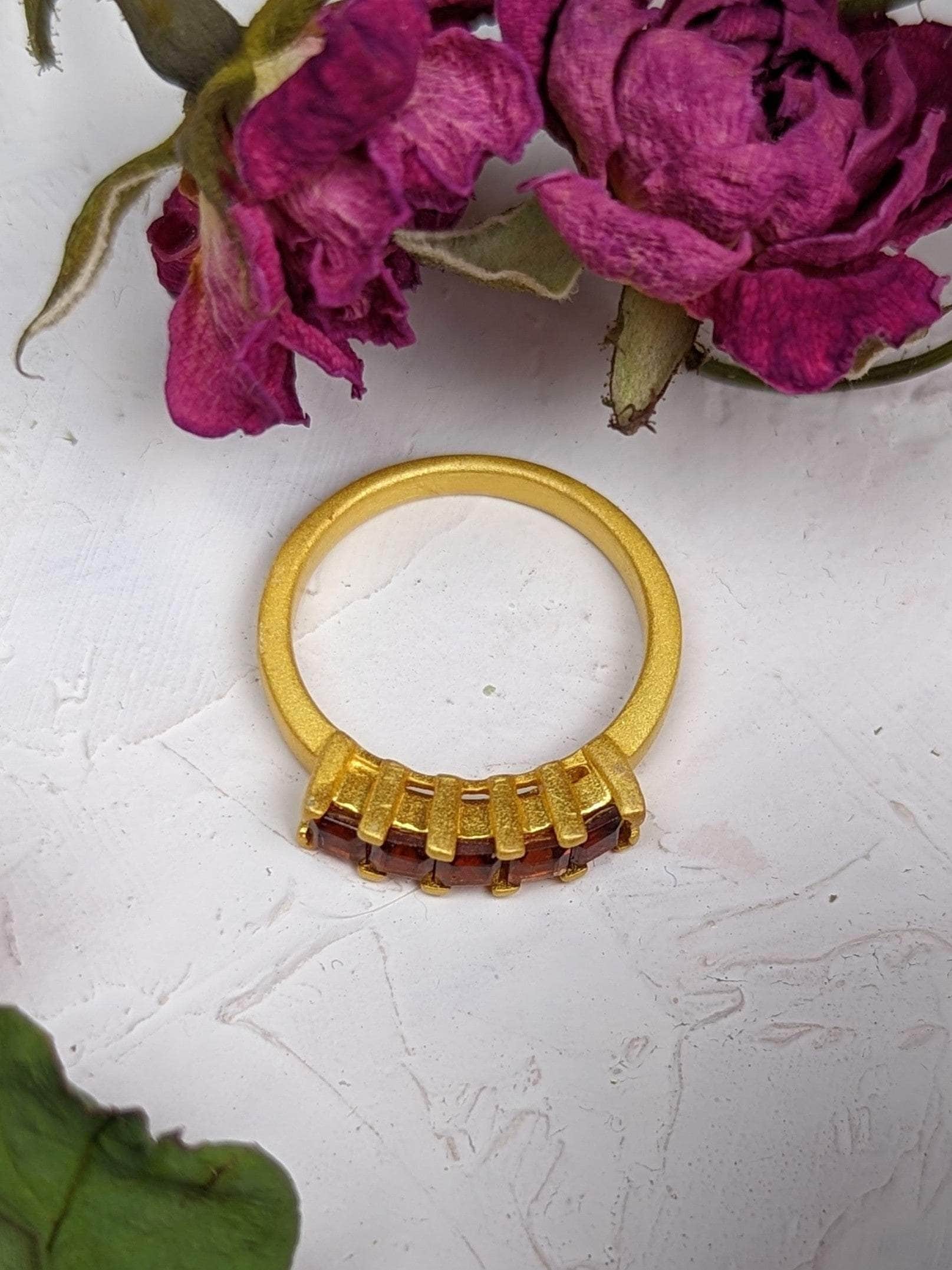 Ash & Rose ring Garnet Squares Gemstone Ring Garnet Squares Gemstone Ring