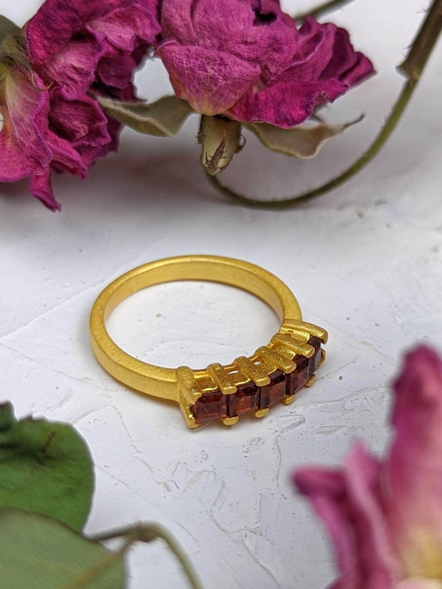 Ash & Rose ring Garnet Squares Gemstone Ring Garnet Squares Gemstone Ring