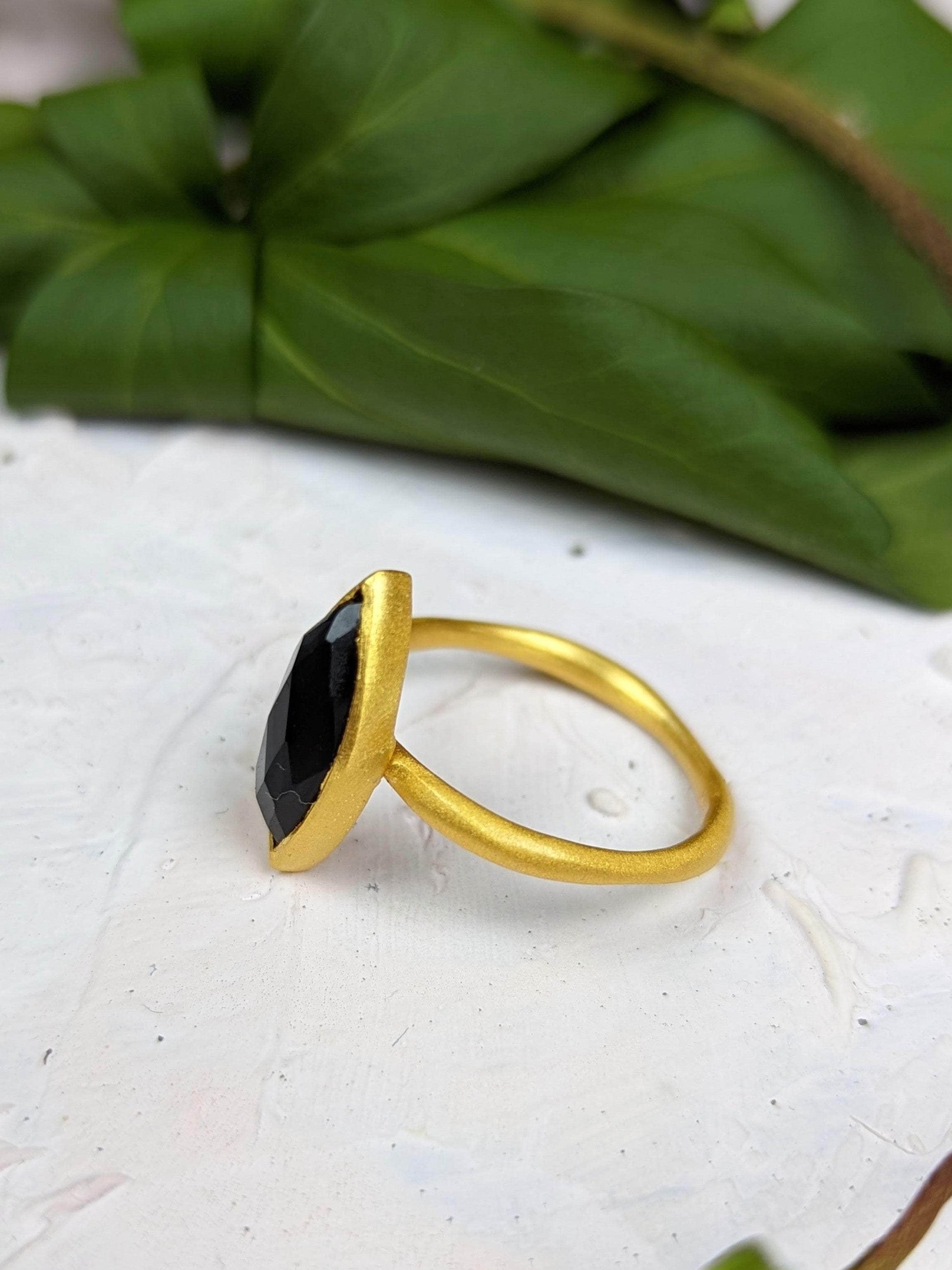 Ash & Rose ring Onyx Marquis Stacking Ring Onyx Marquis Stacking Ring