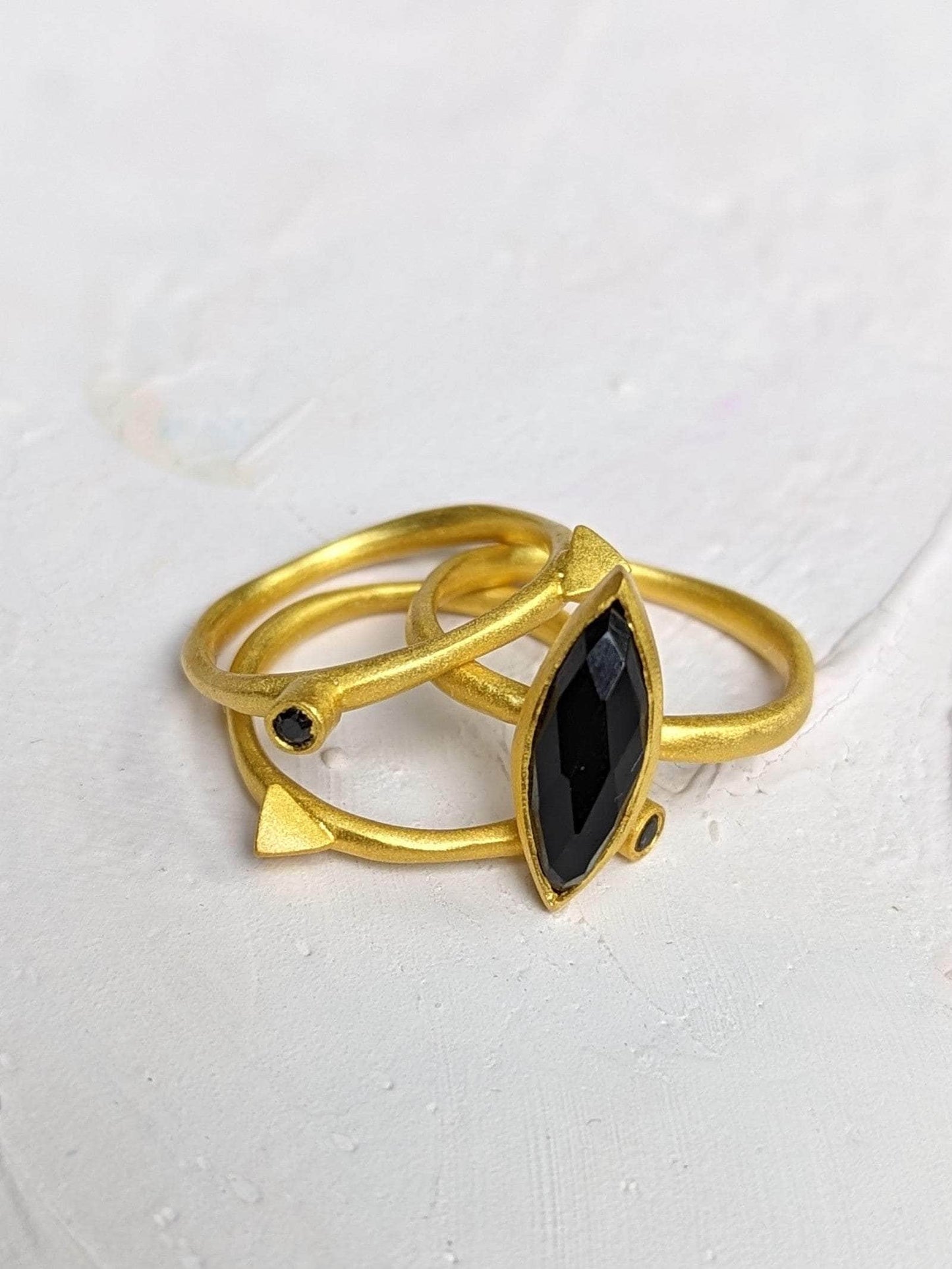 Ash & Rose ring Onyx Marquis Stacking Ring Onyx Marquis Stacking Ring