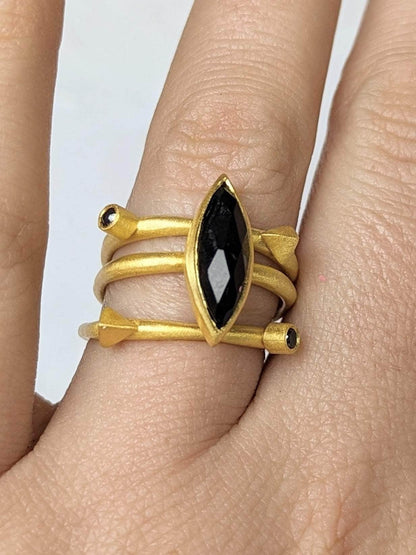 Ash & Rose ring Onyx Marquis Stacking Ring Onyx Marquis Stacking Ring
