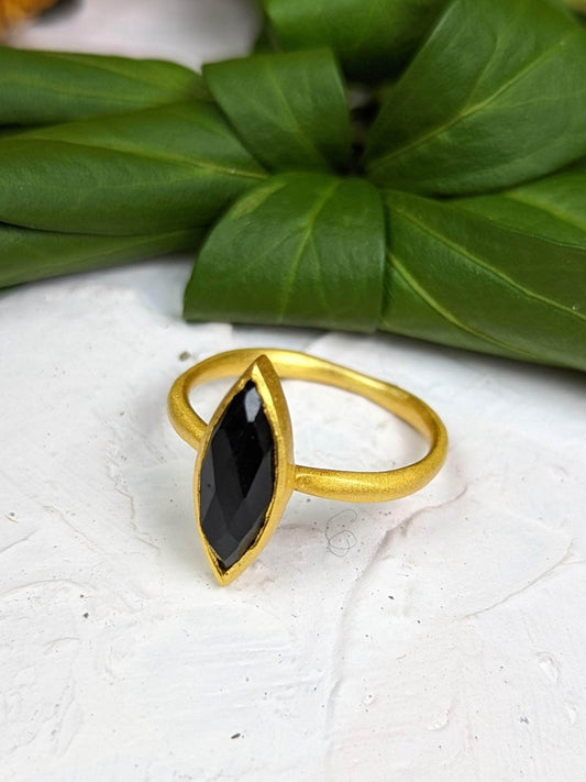 Ash & Rose ring Onyx Marquis Stacking Ring Onyx Marquis Stacking Ring