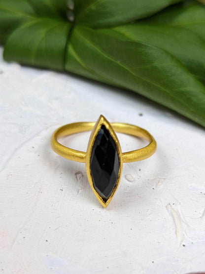 Ash & Rose ring Onyx Marquis Stacking Ring Onyx Marquis Stacking Ring