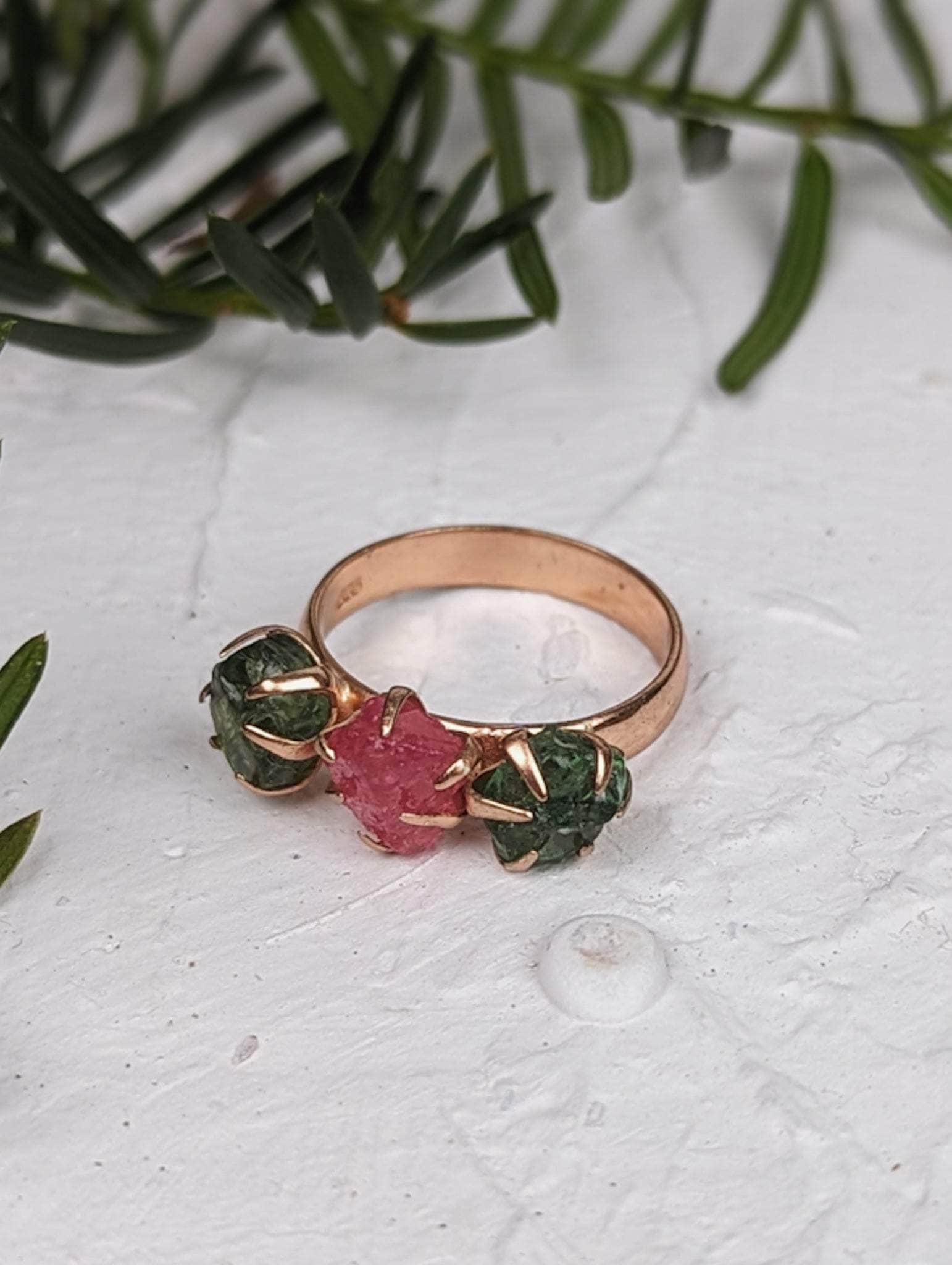 Ash & Rose ring Peridot/Tourmaline Cluster Ring - Rose Gold - Size 7 Peridot/Tourmaline Cluster Ring - Rose Gold - Size 7
