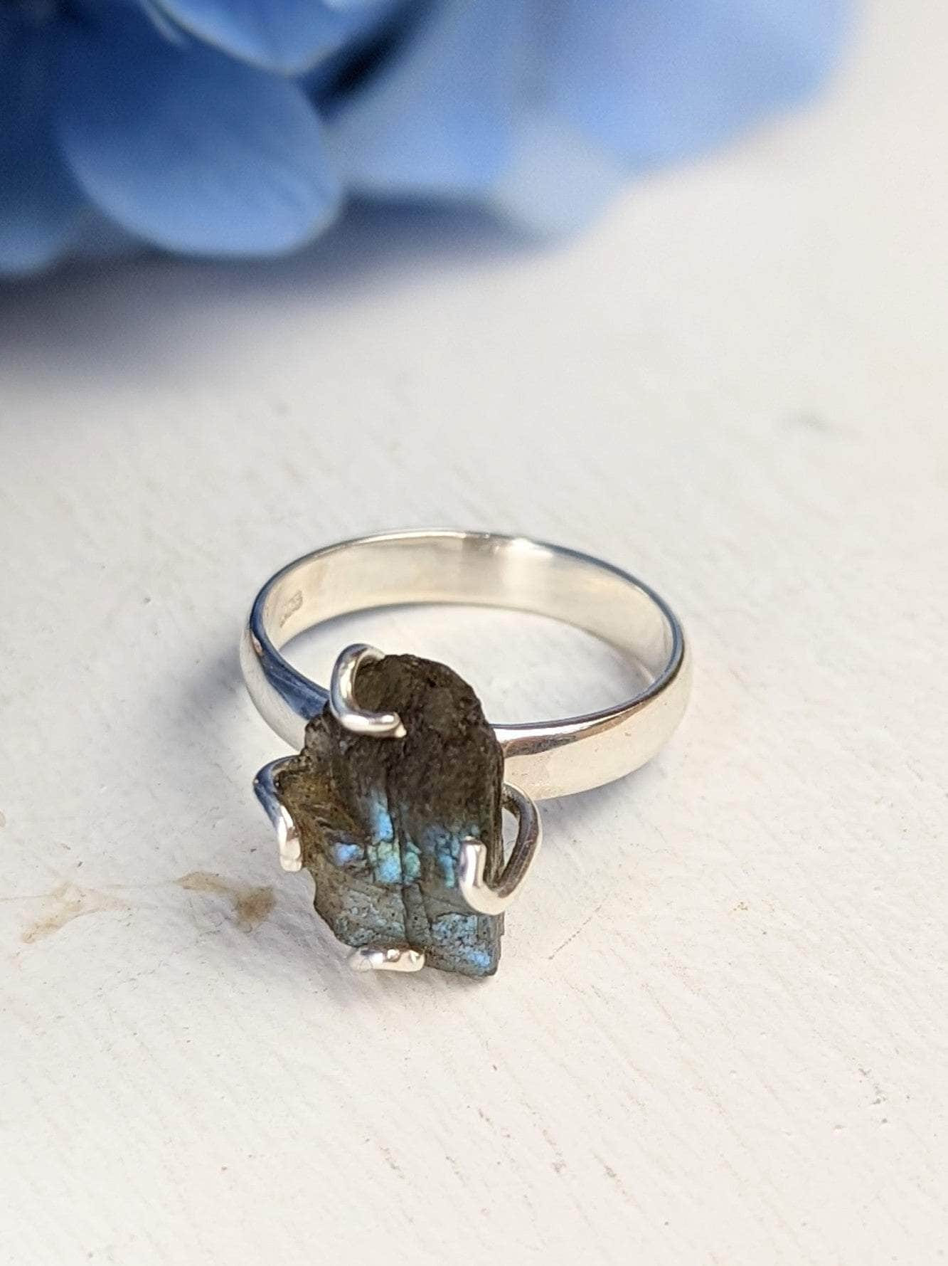 Ash & Rose Rings Raw Labradorite Prong Ring Raw Labradorite Prong Ring