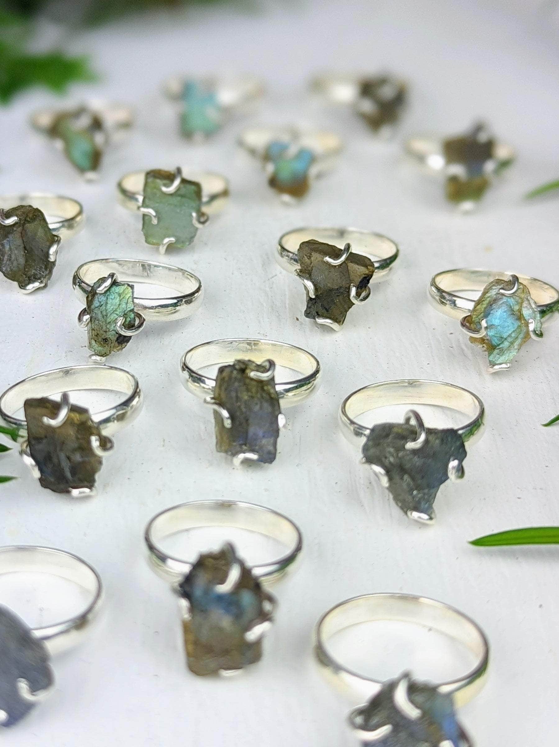 Ash & Rose Rings Raw Labradorite Prong Ring Raw Labradorite Prong Ring