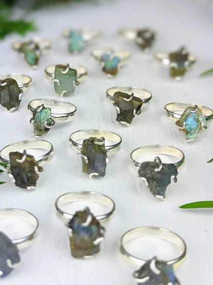 Ash & Rose Rings Raw Labradorite Prong Ring Raw Labradorite Prong Ring