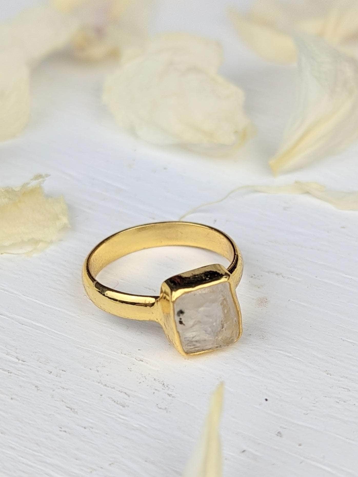 Ash & Rose Rings Raw Moonstone Bezel Ring Raw Moonstone Bezel Ring