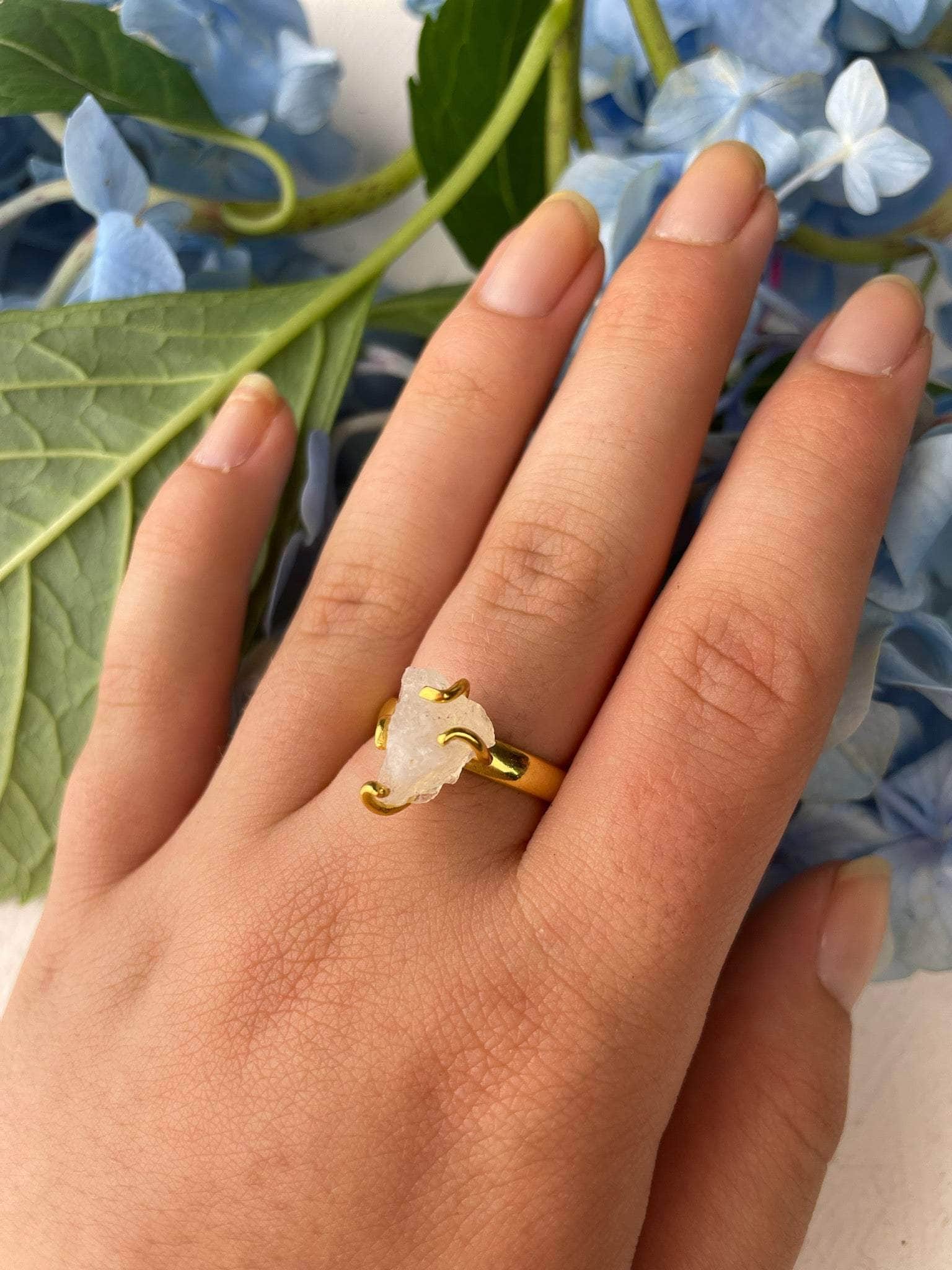 Ash & Rose Rings Raw Moonstone Prong Ring Raw Moonstone Prong Ring