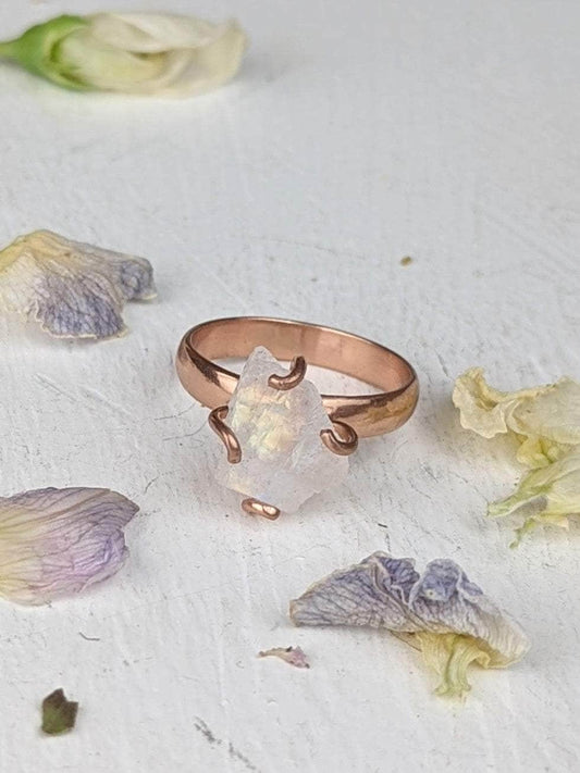 Ash & Rose Rings Raw Moonstone Prong Ring Raw Moonstone Prong Ring
