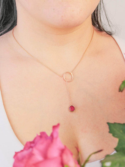 Ash & Rose Rose Gold Pebble Drop Lariat Necklace Pebble Drop Lariat Necklace