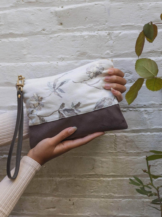 Ash & Rose Winona Embroidered Linen Wristlet Winona Embroidered Linen Wristlet