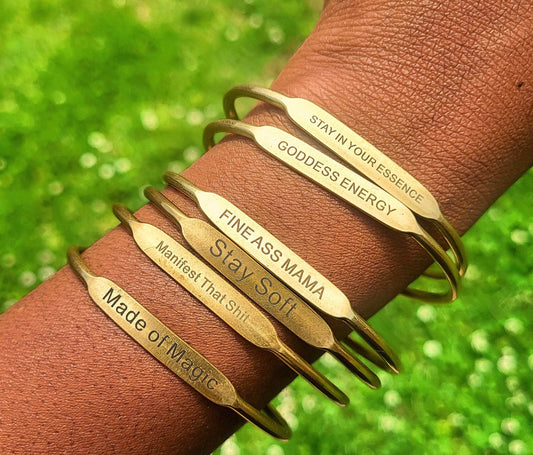 Moon Goddess Brass Affirmation Bangles Brass Affirmation Bangles