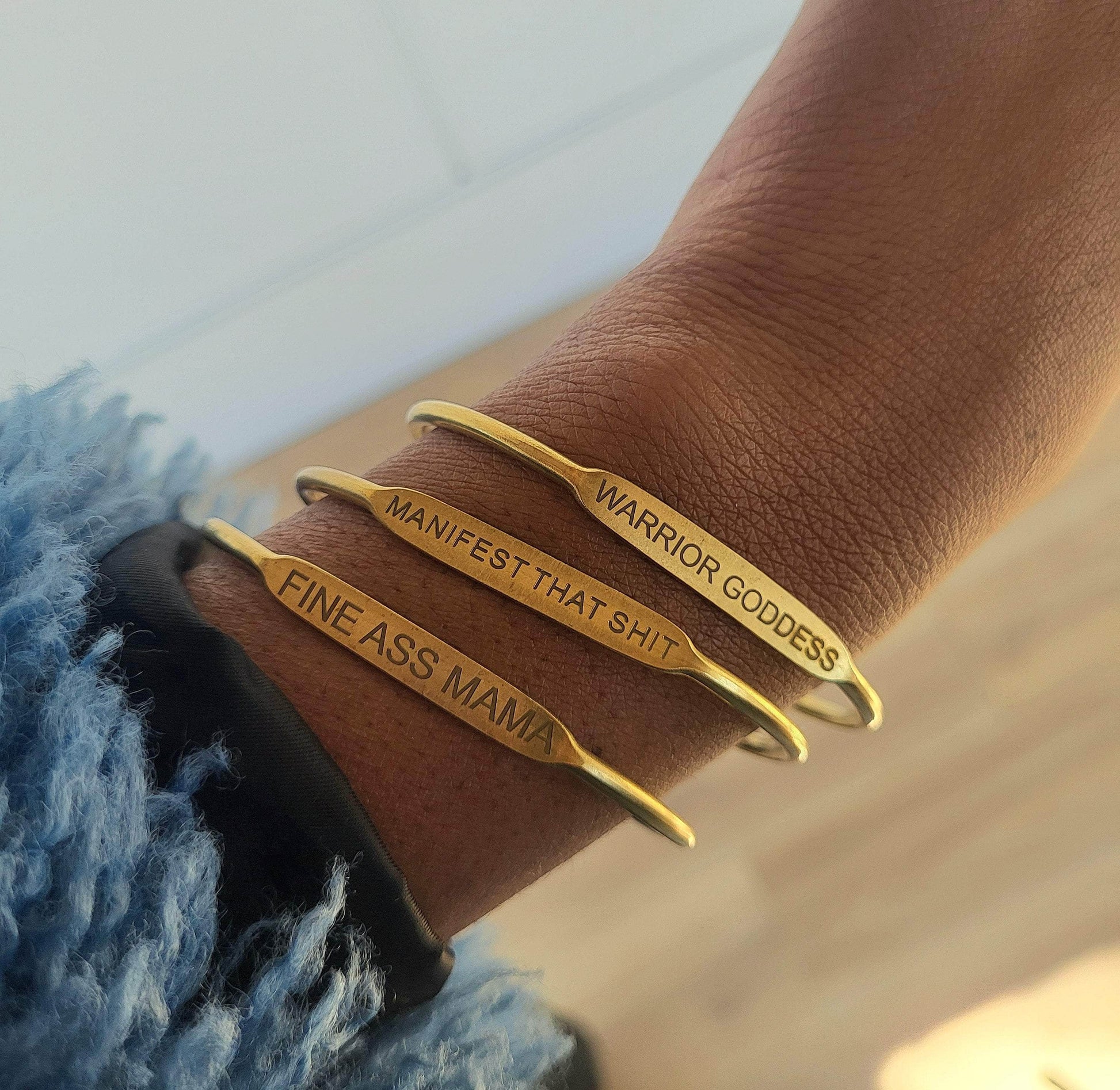 Moon Goddess Brass Affirmation Bangles Brass Affirmation Bangles