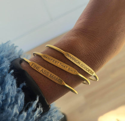 Moon Goddess Brass Affirmation Bangles Brass Affirmation Bangles