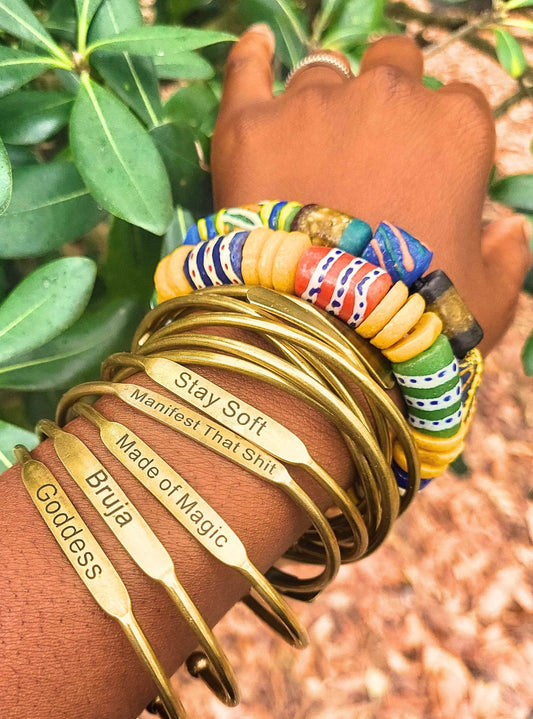 Moon Goddess Brass Affirmation Bangles Brass Affirmation Bangles