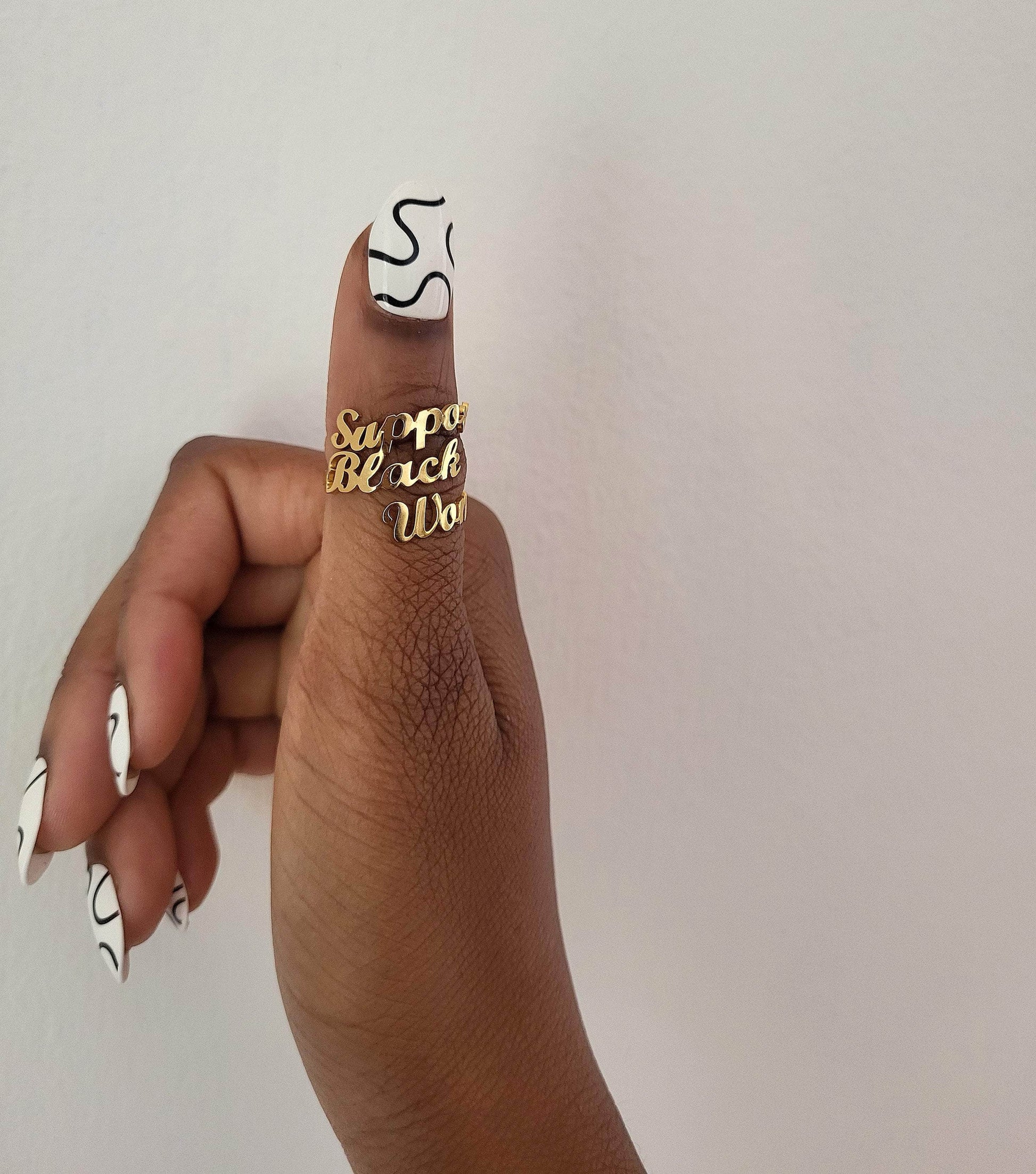 Moon Goddess Support Black Women 18K Gold Plated Ring Support Black Women 18K Gold Plated Ring