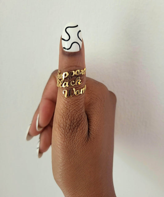 Moon Goddess Support Black Women 18K Gold Plated Ring Support Black Women 18K Gold Plated Ring