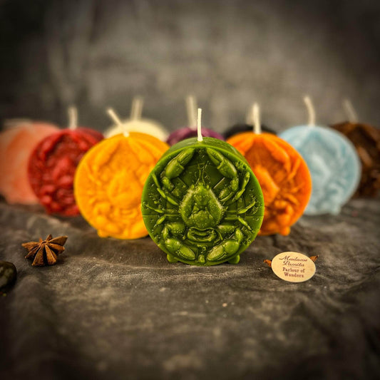 Parlour of Wonders Beeswax Candle Beeswax Cancer Crab Zodiac Spell Candle Beeswax Cancer Crab Zodiac Spell Candle