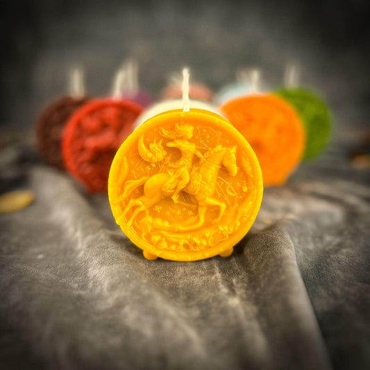 Parlour of Wonders Beeswax Candle Beeswax Sagittarius Archer Zodiac Spell Candle Beeswax Sagittarius Archer Zodiac Spell Candle