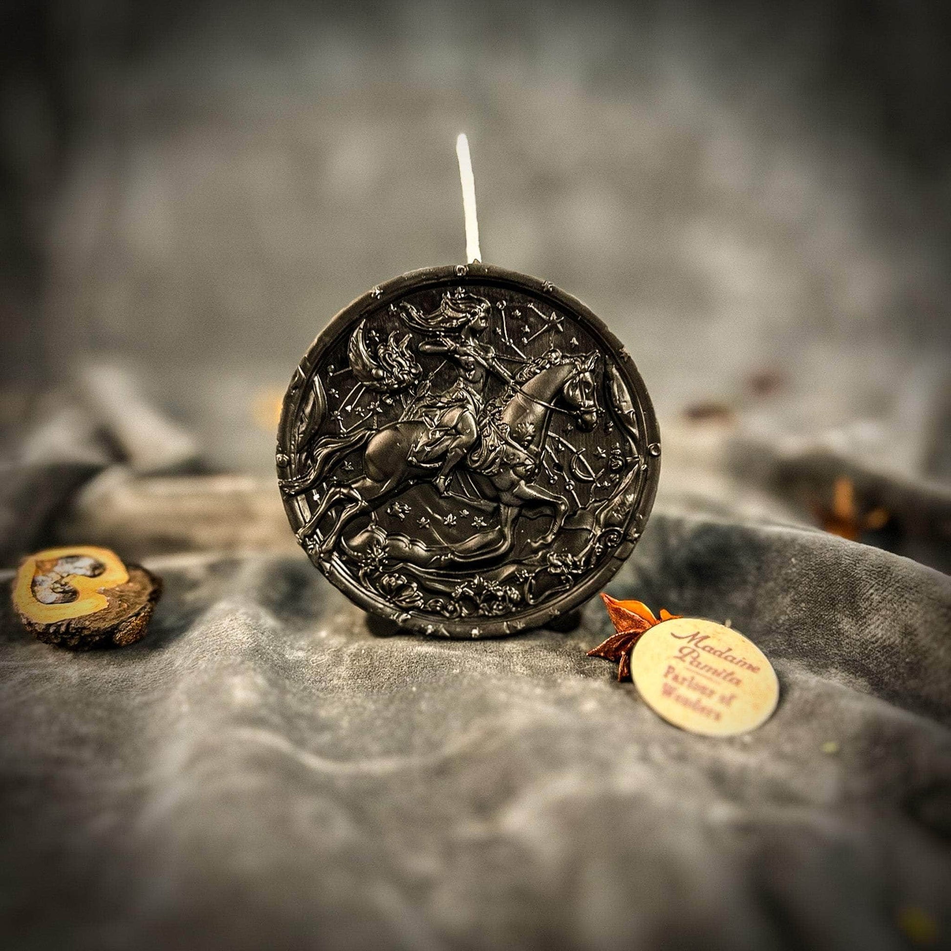 Parlour of Wonders Beeswax Candle Black (Protection) Beeswax Sagittarius Archer Zodiac Spell Candle Beeswax Sagittarius Archer Zodiac Spell Candle