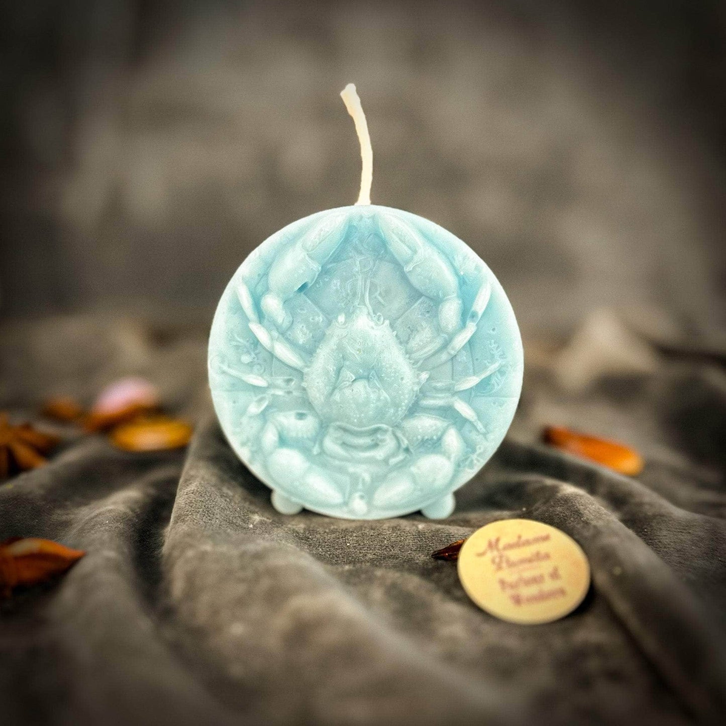 Parlour of Wonders Beeswax Candle Blue (Reconciliation) Beeswax Cancer Crab Zodiac Spell Candle Beeswax Cancer Crab Zodiac Spell Candle