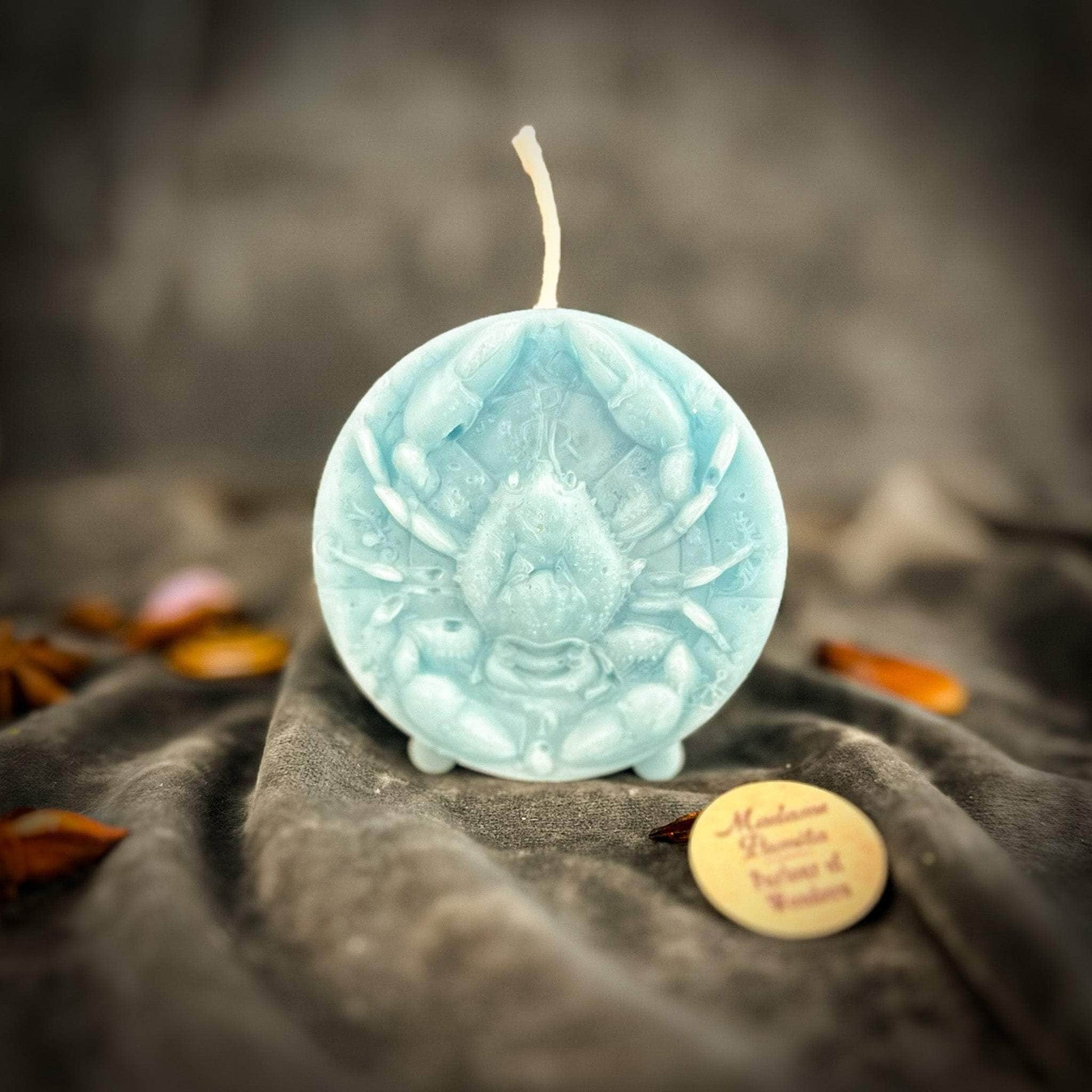 Parlour of Wonders Beeswax Candle Blue (Reconciliation) Beeswax Cancer Crab Zodiac Spell Candle Beeswax Cancer Crab Zodiac Spell Candle