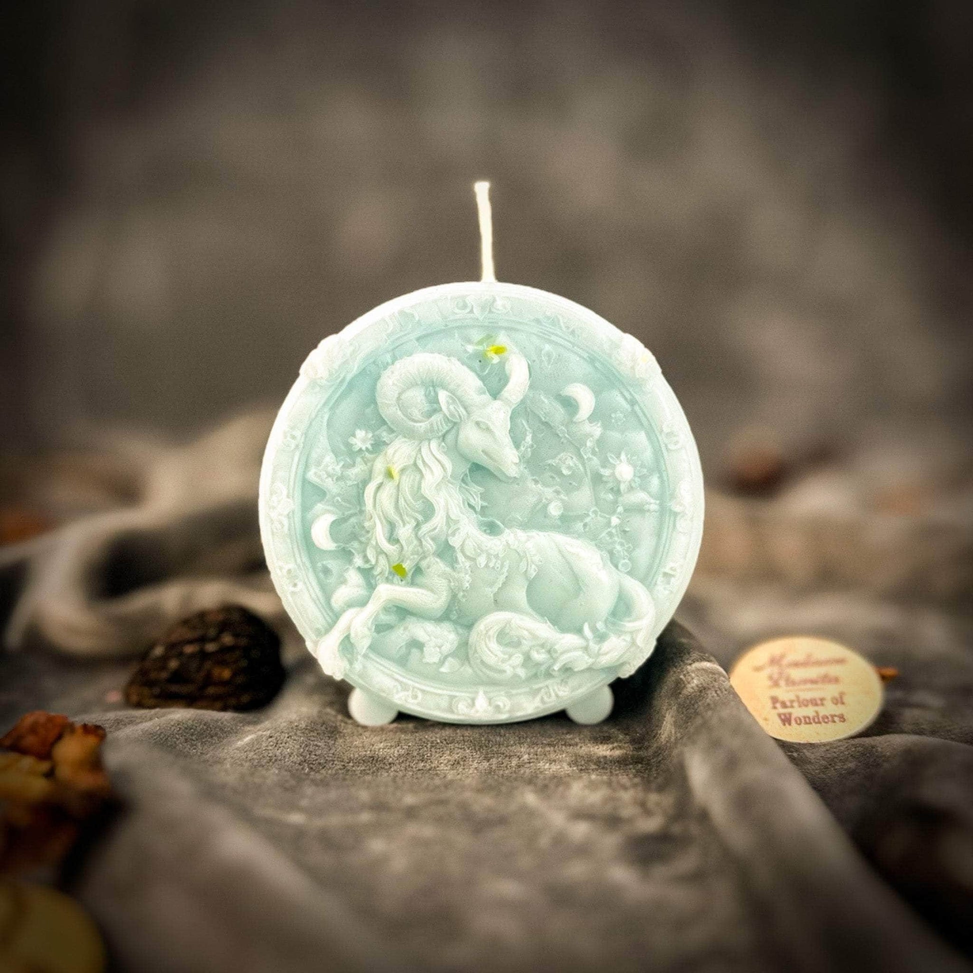 Parlour of Wonders Beeswax Candle Blue (Reconciliation) Beeswax Capricorn Goat Zodiac Spell Candle Beeswax Capricorn Goat Zodiac Spell Candle