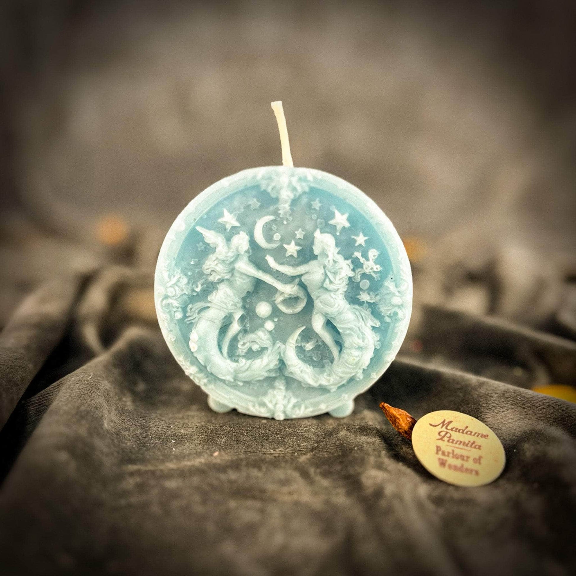Parlour of Wonders Beeswax Candle Blue (Reconciliation) Beeswax Gemini Twins Zodiac Spell Candle Beeswax Gemini Twins Zodiac Spell Candle