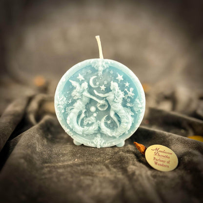Parlour of Wonders Beeswax Candle Blue (Reconciliation) Beeswax Gemini Twins Zodiac Spell Candle Beeswax Gemini Twins Zodiac Spell Candle