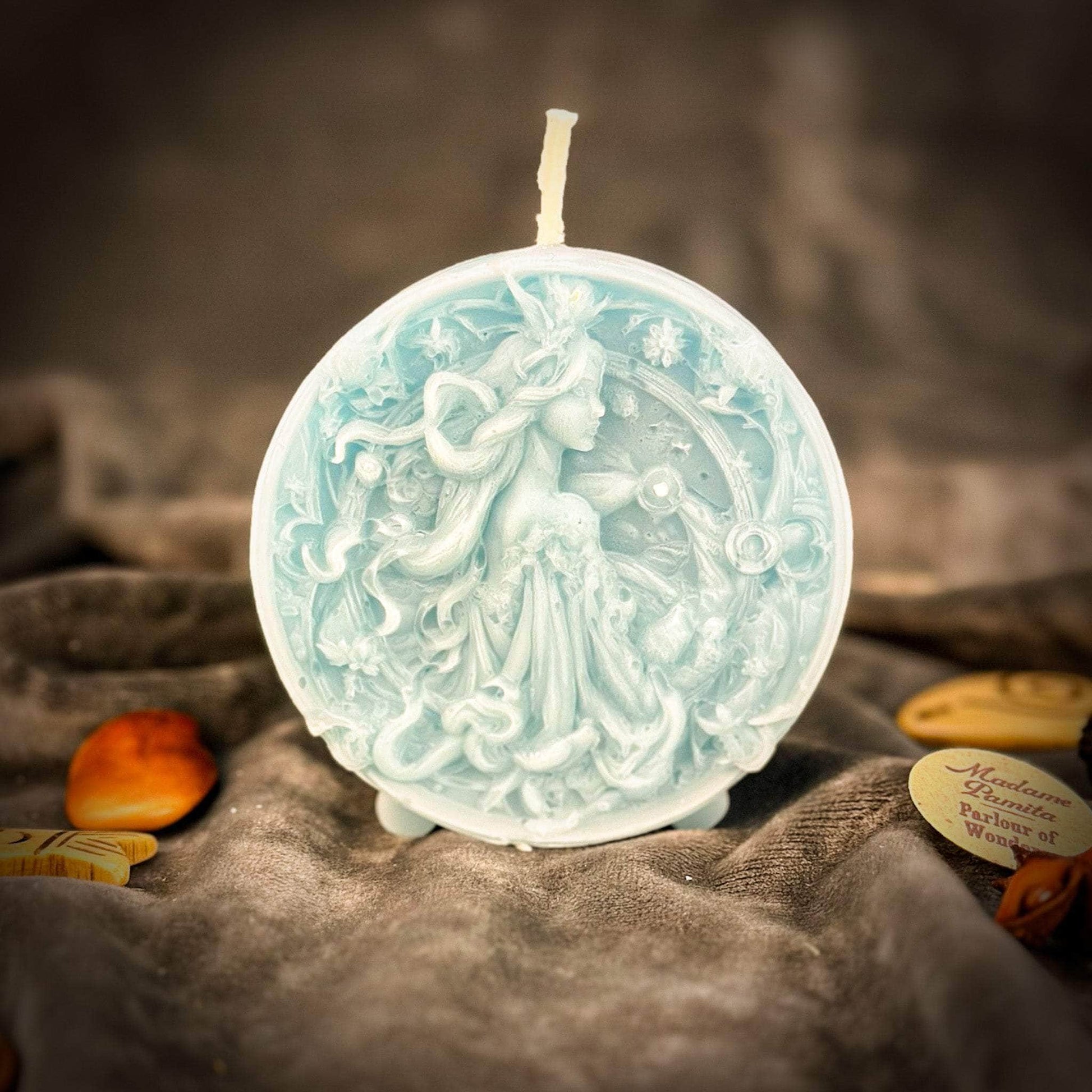 Parlour of Wonders Beeswax Candle Blue (Reconciliation) Beeswax Libra Scales Zodiac Spell Candle Beeswax Libra Scales Zodiac Spell Candle