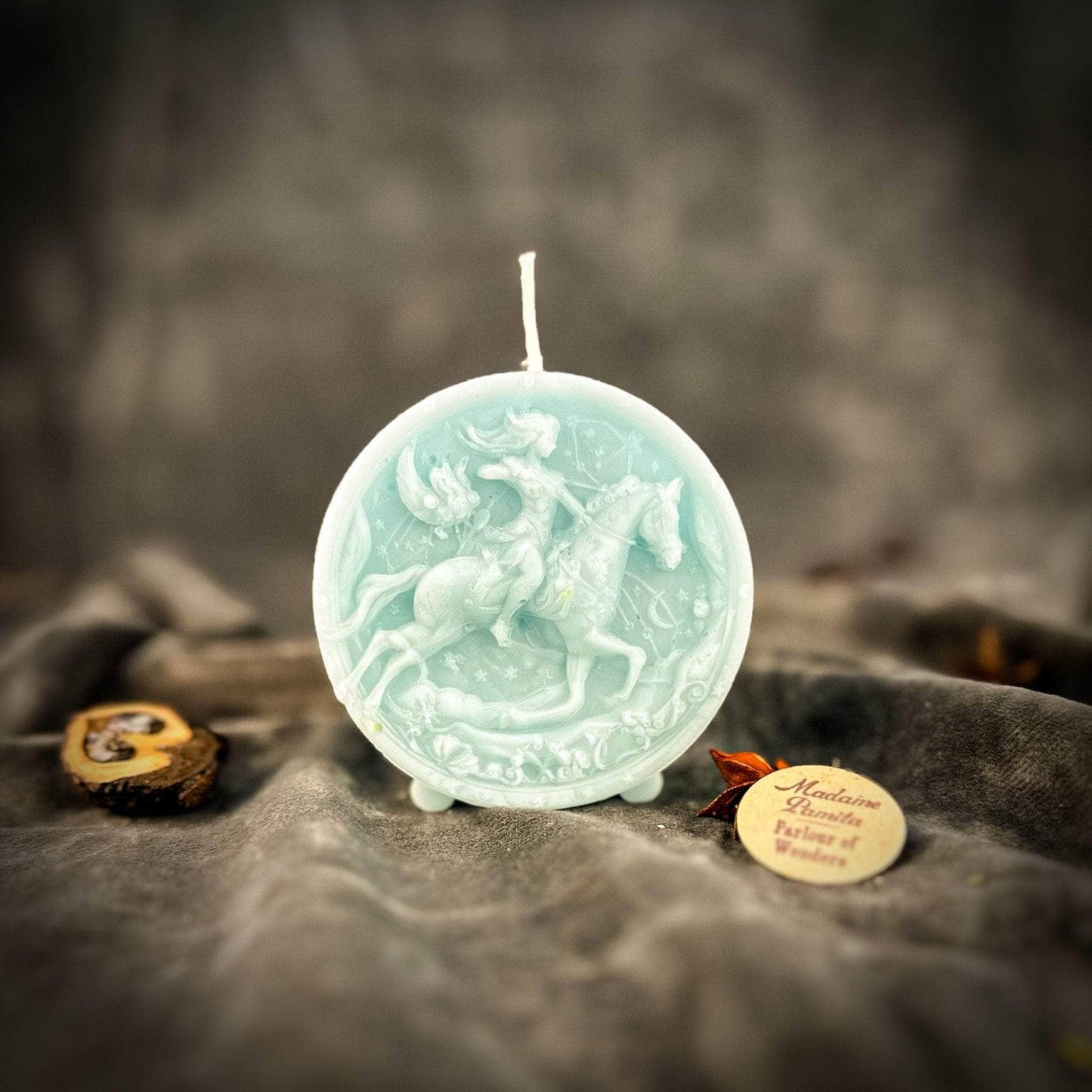 Parlour of Wonders Beeswax Candle Blue (Reconciliation) Beeswax Sagittarius Archer Zodiac Spell Candle Beeswax Sagittarius Archer Zodiac Spell Candle