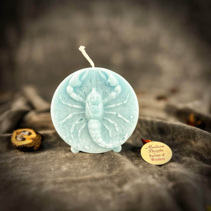 Parlour of Wonders Beeswax Candle Blue (Reconciliation) Beeswax Scorpio Scorpion Zodiac Spell Candle Beeswax Scorpio Scorpion Zodiac Spell Candle