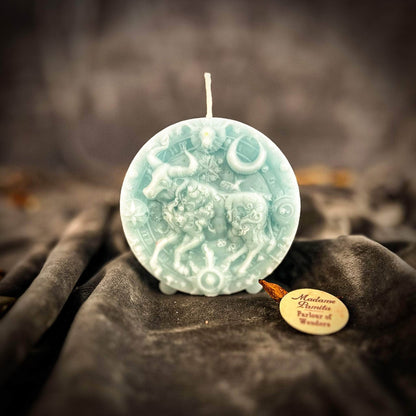 Parlour of Wonders Beeswax Candle Blue (Reconciliation) Beeswax Taurus Bull Zodiac Spell Candle Beeswax Taurus Bull Zodiac Spell Candle