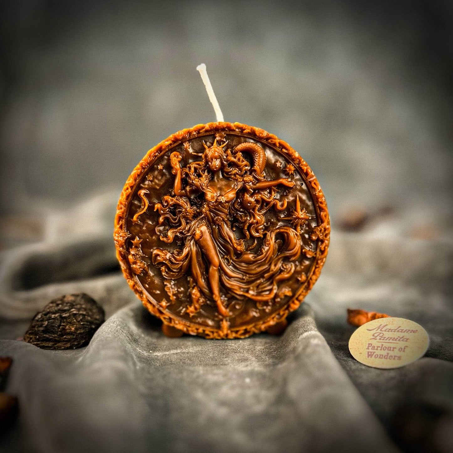 Parlour of Wonders Beeswax Candle Brown (Grounding) Beeswax Aquarius Water Bearer Zodiac Spell Candle Beeswax Aquarius Water Bearer Zodiac Spell Candle