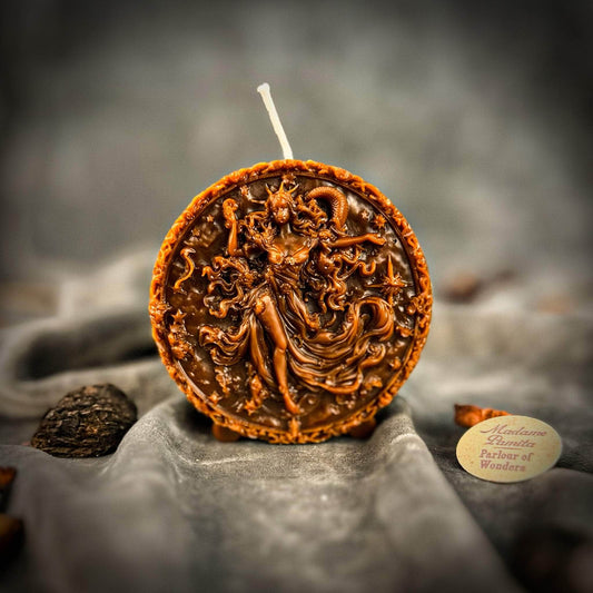 Parlour of Wonders Beeswax Candle Brown (Grounding) Beeswax Aquarius Water Bearer Zodiac Spell Candle Beeswax Aquarius Water Bearer Zodiac Spell Candle